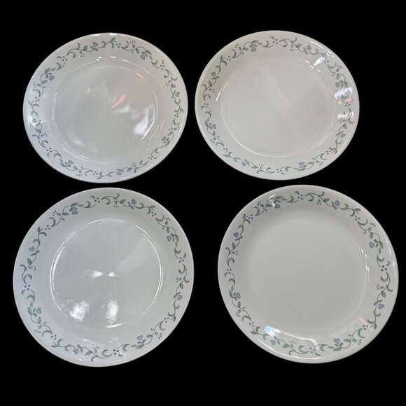 Corelle Vitrelle Country Cottage 4 White Dinner Plates 10.25” Floral & Heart - Picture 2 of 5